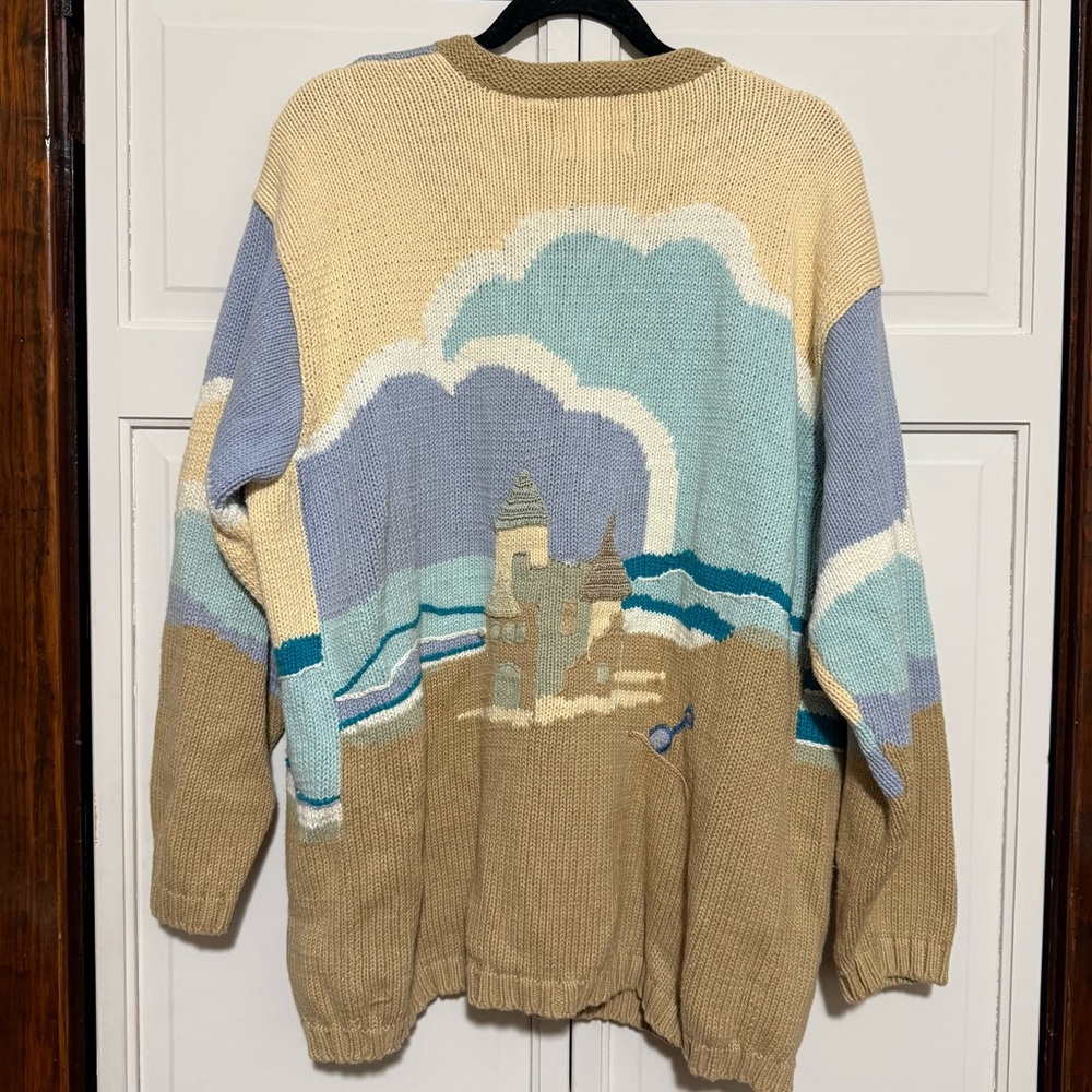 Storybook Knits Beach Ocean Nature Cardigan handmade Knit Sweater size 2X - Picture 4 of 5